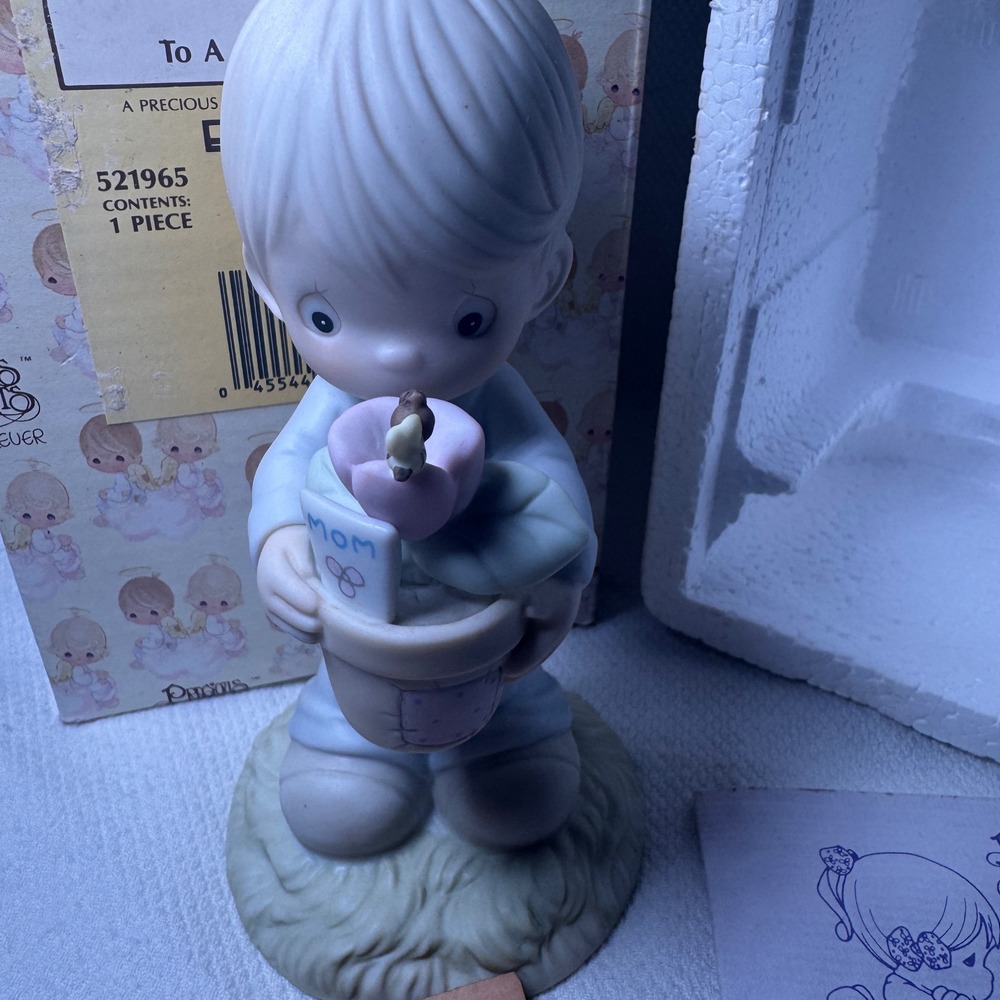 Precious Moments To A Special Mum Figurine 1990 Enesco 521965 Boy Flower Pot Box - Picture 2 of 4